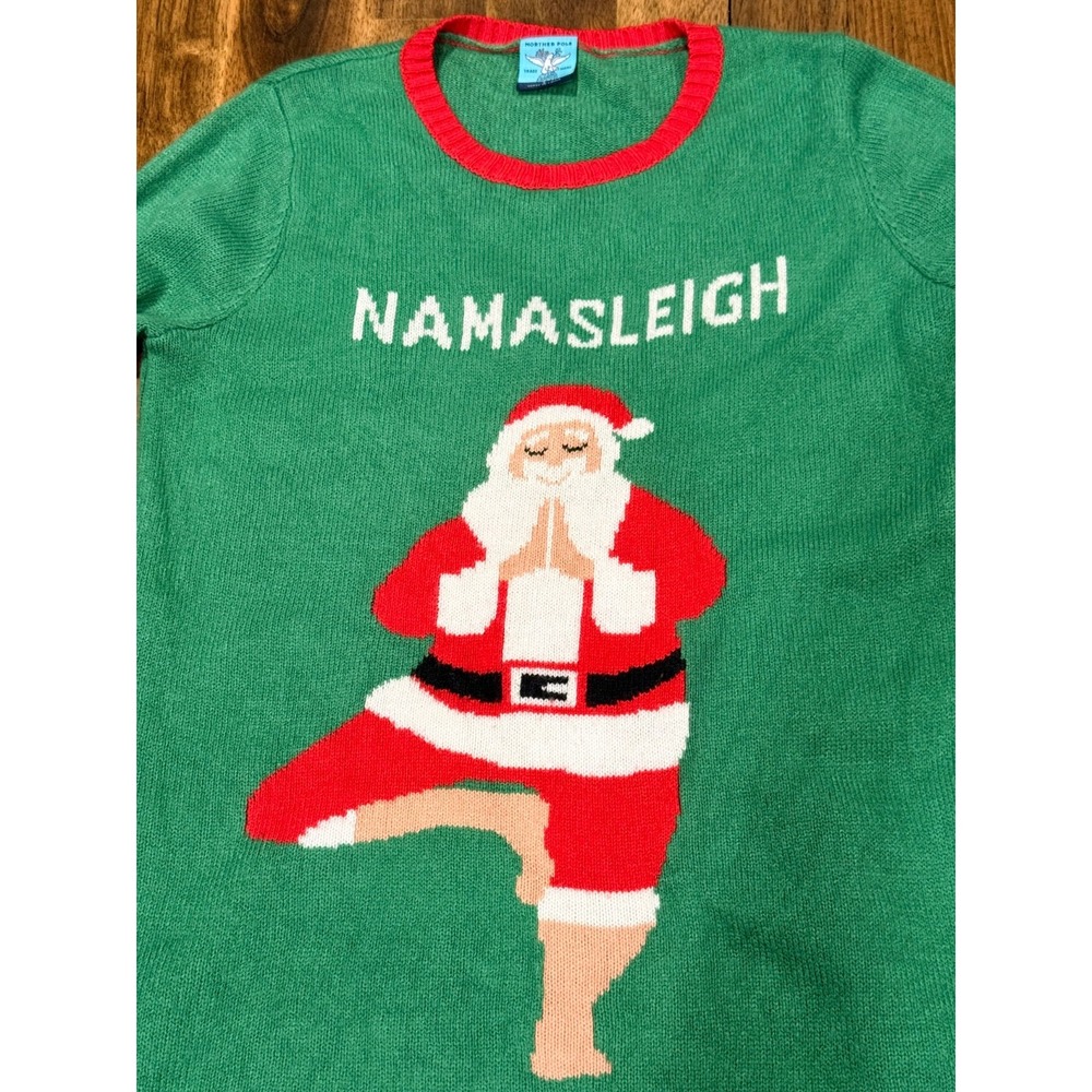 Norther Pole Men's L Namasleigh Santa Christmas Graphic Pullover Sweater